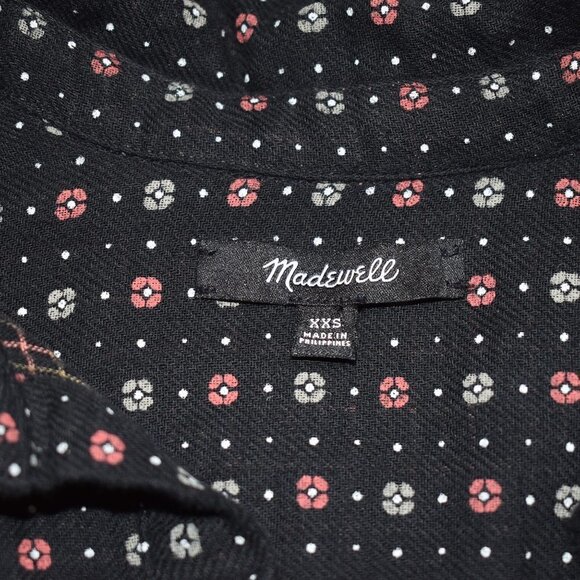 Madewell Floral Shirt Ex Boyfriend Sz XXS Button Down Oversized Preppy Academia - Picture 12 of 16